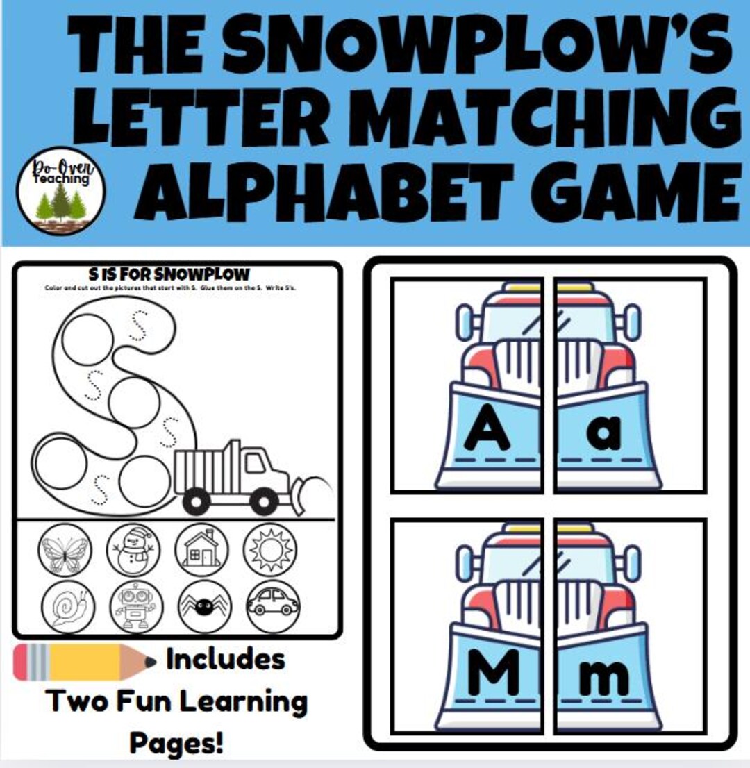 The Snowplow Winter Alphabet Letter Matching Game and Bonus Academic ...