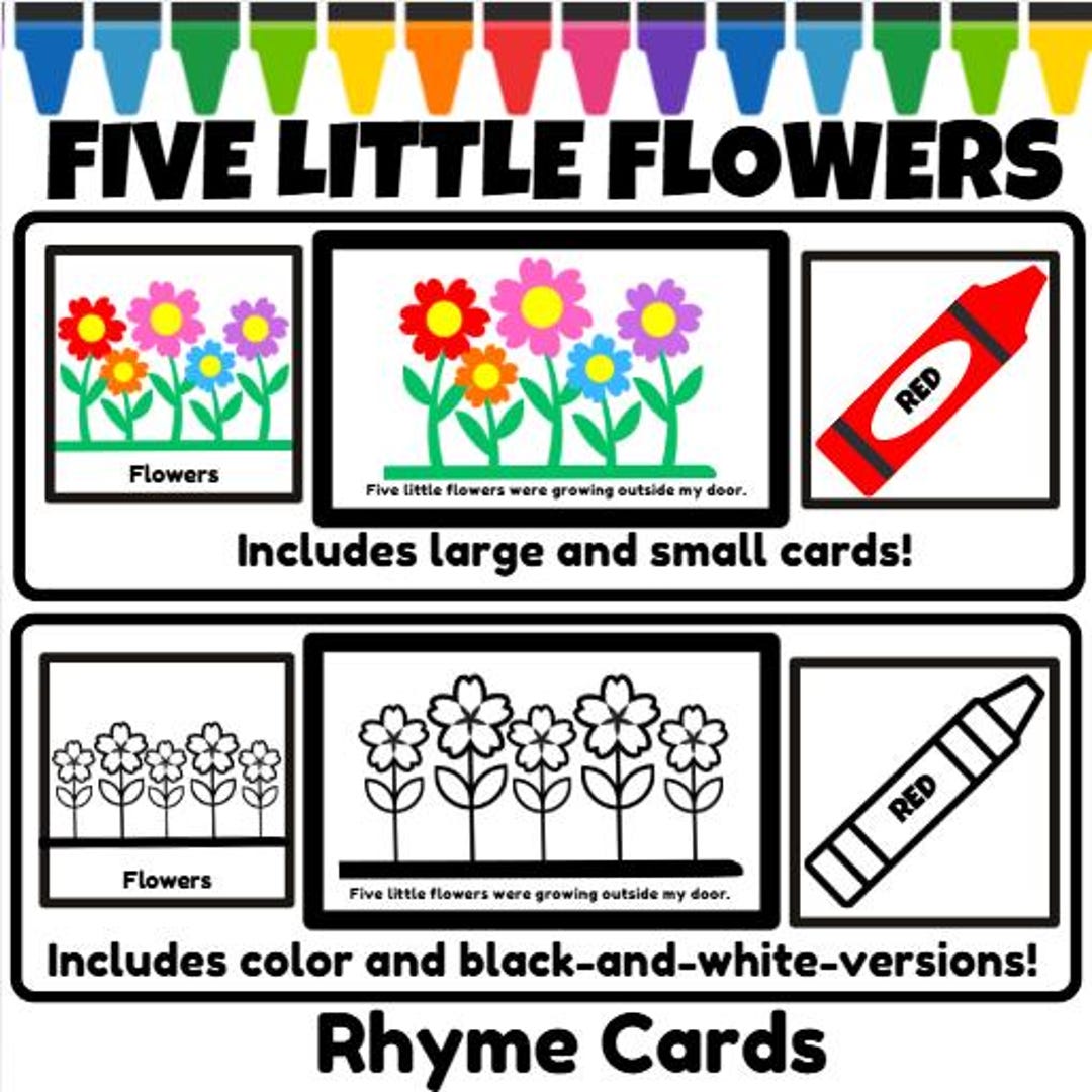Five Little Flowers Circle Rhyme Poem Cards Plus Bonus Pages Spring ...