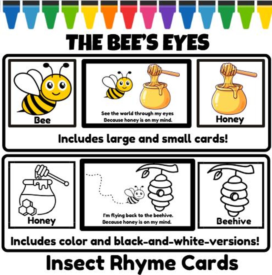 A Bee's Eyes Circle Rhyme Poem Cards & Bonus Pages How Honey is Made - Etsy