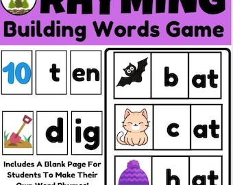 Building Rhyming Words Game Literacy Preschool Kindergarten