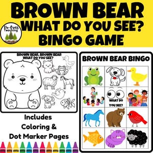 Oso pardo Oso pardo ¿Qué ves? Libro complementario Juego de bingo Más páginas para colorear y para marcar con puntos