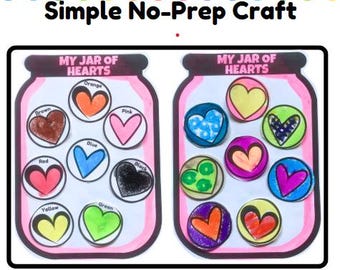 My Jar of Hearts Cut and Paste Craft and Bonus Coloring Page and Counting Worksheet