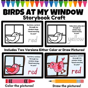 Libro de cuentos "Pájaros en mi ventana": Actividad para prelectores. Lectores principiantes aprenden los colores.