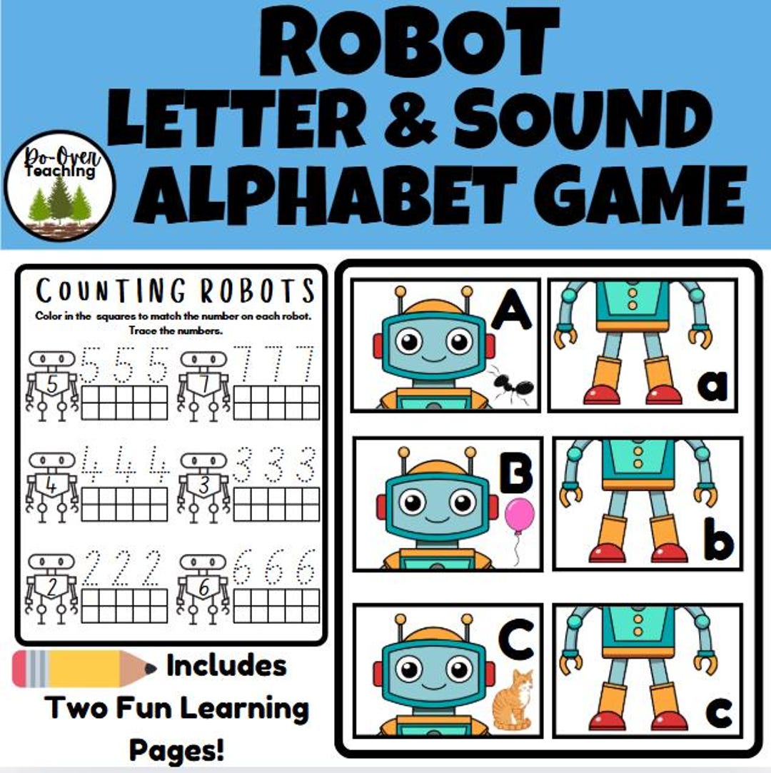 Robot Alphabet Letter Sound Matching Game Academic Worksheets - Images ...