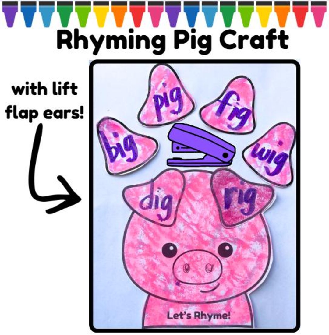 Rhyming Pig With Lift Flap Ears Cut and Paste Craft Plus Dot Marker and ...