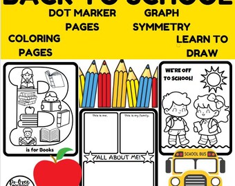 Back To School Coloring and Dot Marker Pages Preschool Kindergarten Curriculum Bus