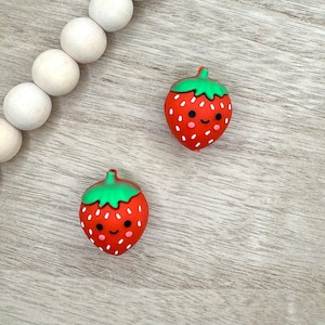 Strawberry 3D Silicone Focal Beads