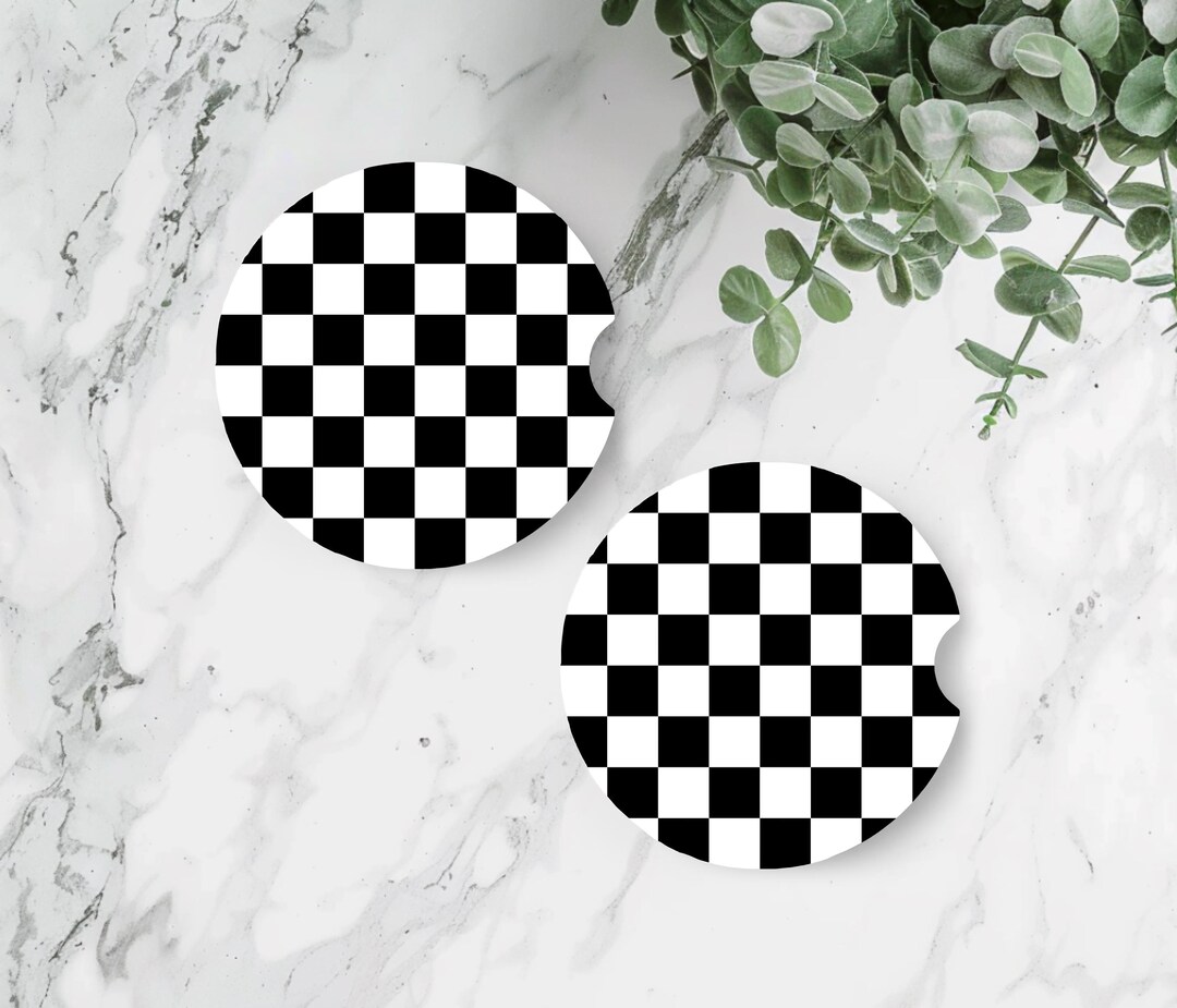 Black and White Checkered, Race Flag, Car Coasters, Neoprene Car ...
