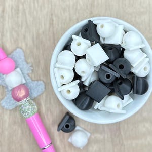 Beads for Acrylic Flatbacks 5 Pack | 3D Printed  | Customizable Pen Accessories | Silicone Bead Pen Add-Ons