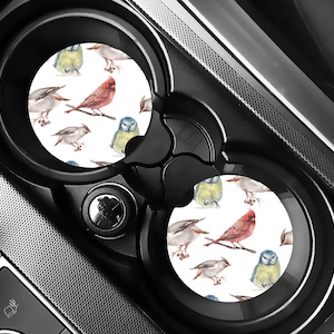 Cardinal Bird Car Coasters: Neoprene Cup Holder Coasters