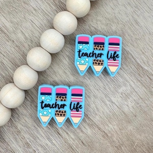 Teacher Pencil Silicone Focal Beads