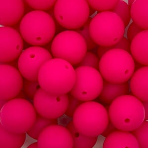 Contas redondas de silicone rosa choque de 15 mm