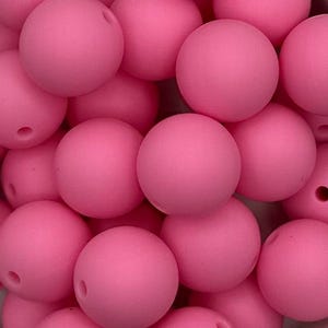 Bubble Gum Pink 15mm Round Silicone Beads