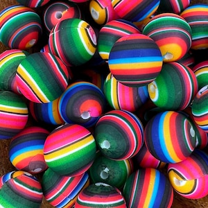Serape Western Rainbow 15mm Round Printed Silicone Beads
