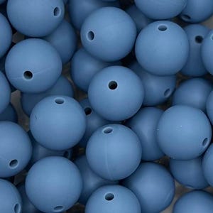 Boho Blue 15mm Round Silicone Beads