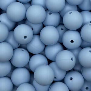 Baby Light Blue 15mm Round Silicone Beads