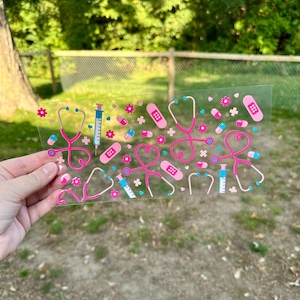 Pink Healthcare Nursing UV DTF Can Cup Wrap - Ready to Apply