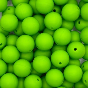 Chartreuse Lime Green 15mm Round Silicone Beads