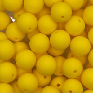 Bright Yellow 15mm Round Silicone Beads