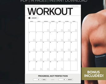 12-Month Fitness Planner 2025 | Printable Workout Calendar + Bonus Habit Tracker | A4 & Letter Sizes
