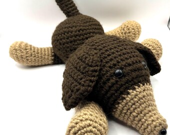 Crocheted Puppy Doorstop, Acrylic Yarn Weighted Dog
