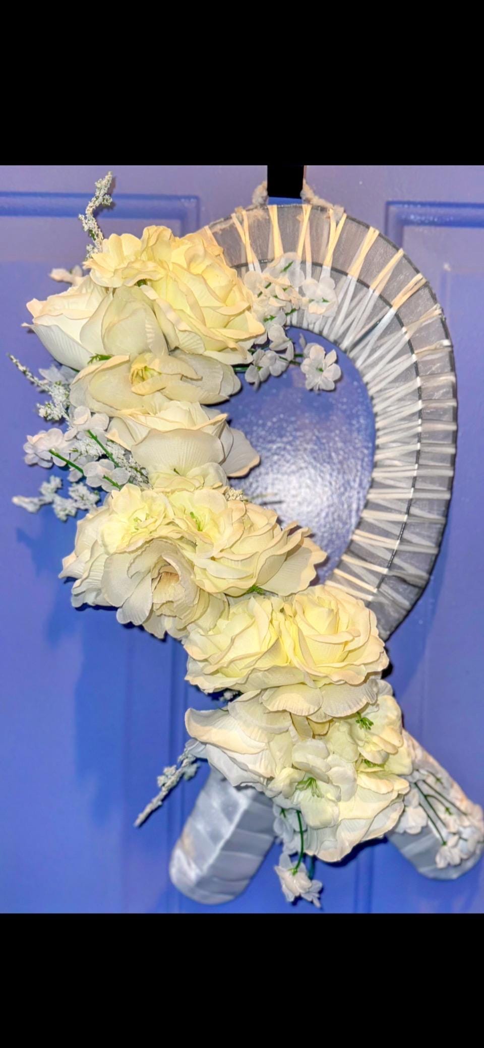 White Awareness Ribbon Wreath - Image 1