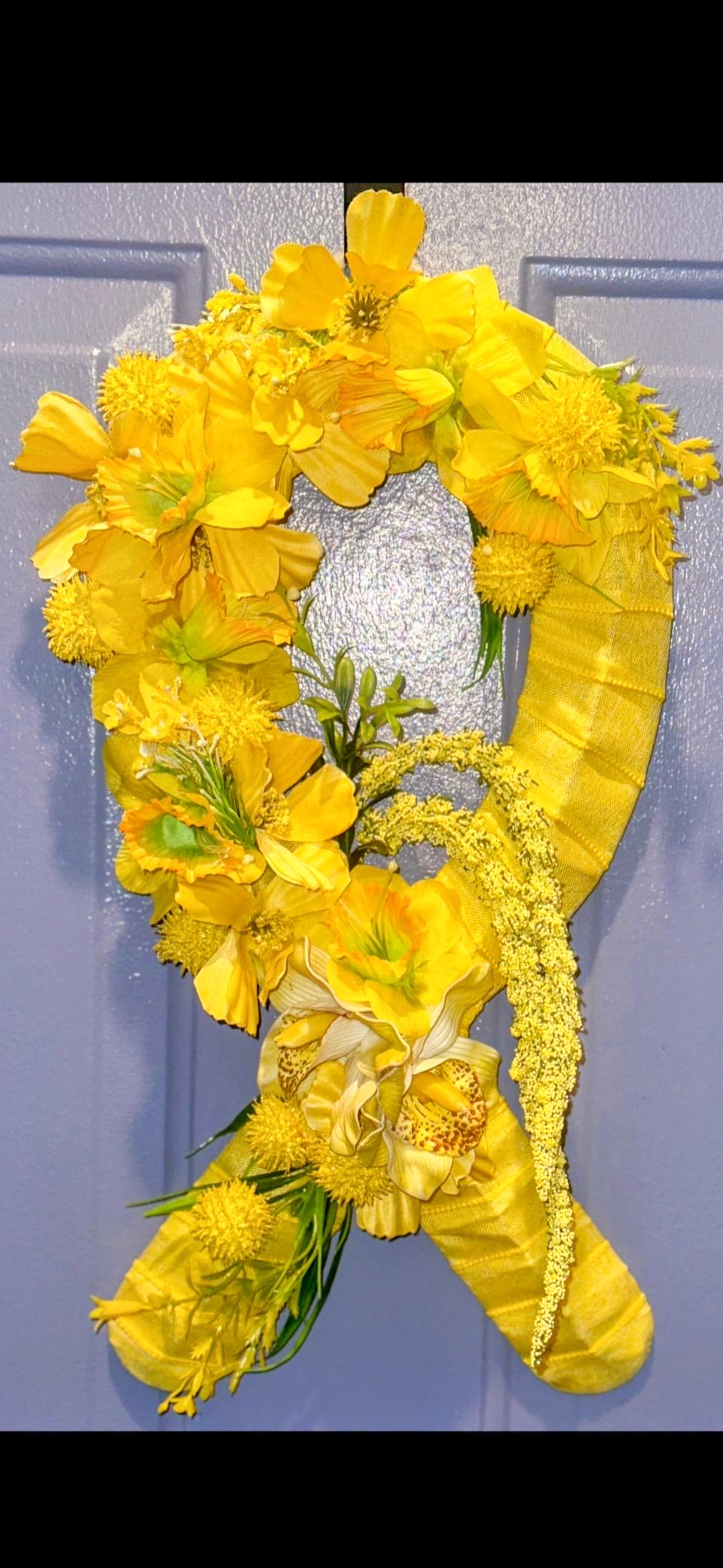 Vibrant Yellow Awareness Ribbon Wreath - Image 1