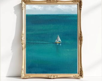 Sailboat Oil Painting Print | Physical Print | Evelyn's Art Prints