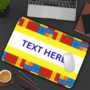 Personalized Kids Desk Mat -Custom Name LEGO-Inspired Play Mat, Fun Desk Pad, Playroom Decor, Birthday Gift for Boys & Girls