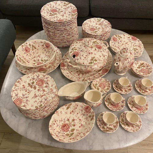 Original Rose Chintz 84-piece Dinner Service - Etsy