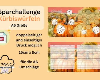 Pumpkin Dicing Savings Challenge / Digital Savings Challenge to Print / Save with Dice / Autumn Challenge / A6 PDF / Article 101