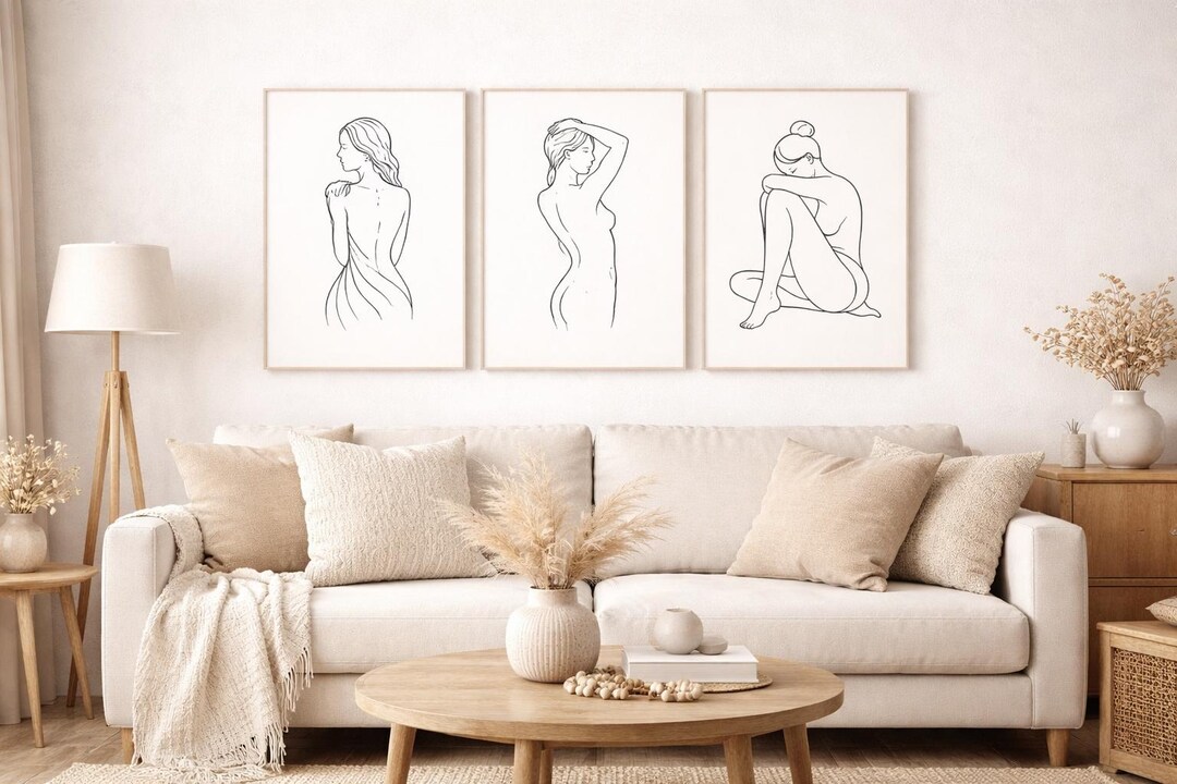 Minimalist Woman Line Art Prints Set of 3 | Abstract Female Body Wall ...