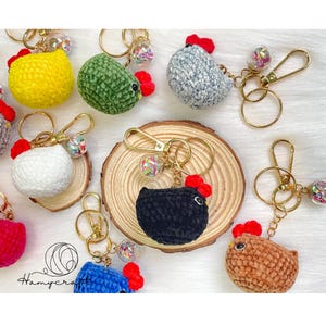 Porte-clé poulet au crochet, Mini poulet épais, accessoire poulet, cadeau peluche poulet, porte-clé Amigurumi