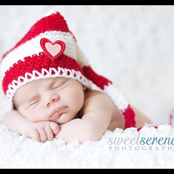 Noël nouveau-né Crochet tricot bébé chapeau rouge et blanc rayures Photo nouveau-né unisexe Prop