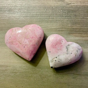 High-Grade Rhodonite Heart Crystal with Quartz Marbling (1.2” - 1.5”) | Emotional Healing Stone, Love Energy, Unique Crystal Gift
