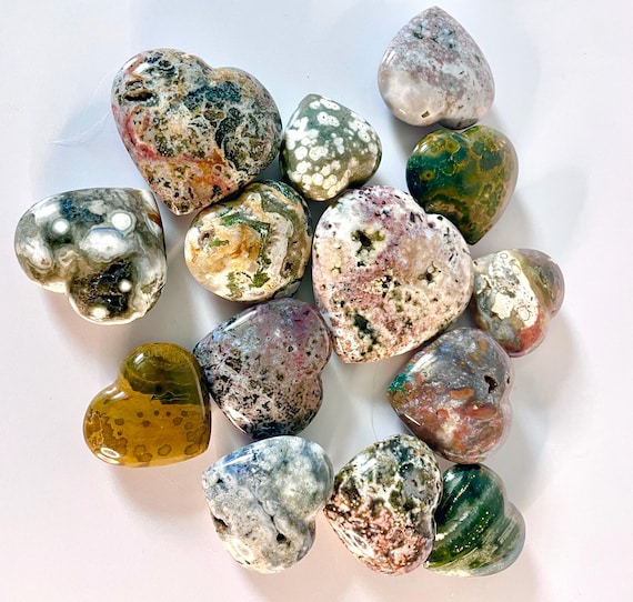 Ocean Jasper Heart: Madagascar Orbicular Stone, Crystal Healing (2-3 inch