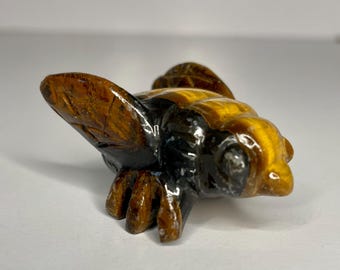 Crystal Bumblebee Figurine | Tigers Eye Gemstone Bee Carving  (1.5-2 inches) for Display, Gifting, Collect or Unique Stocking Stuffer