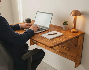 Natural Beech Wall Mounted Folding Table, Space Saving Design