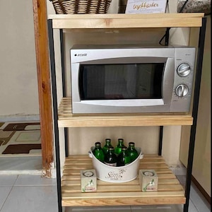 Magnetronplank van natuurlijk hout, 3-laags grote houten keukenplank, plank keuken-badkamer, multifunctionele keukenopbergkast