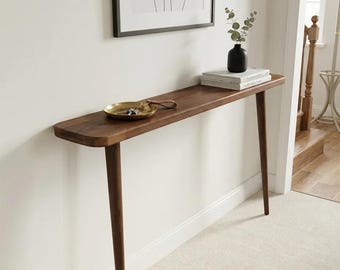 Consolle in legno massello di faggio / Tavolino da ingresso stretto / Tavolino da corridoio sottile / Tavolino da divano in legno fatto a mano / Consolle di dimensioni personalizzate