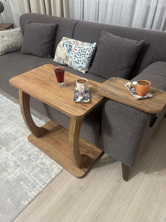 Rolling Sofa Side Table, Armrest Table, Living Room Furniture