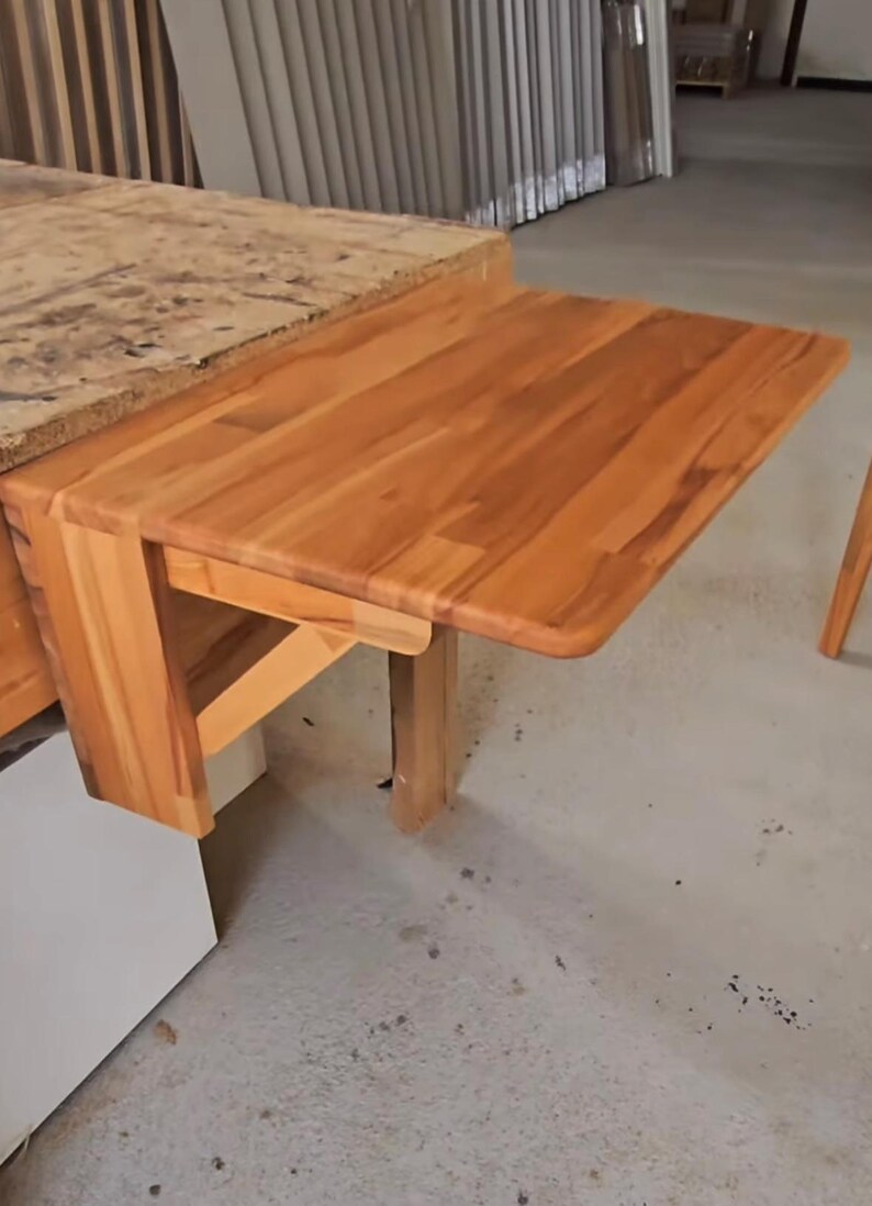Wall Mounted Natural Wood Murphy Table, Wooden Study Table With ...