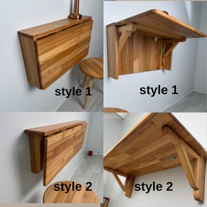 Scrivania pieghevole da parete in faggio naturale / tavolo a scomparsa salvaspazio immagine 19