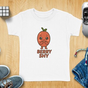 Berry Shy T-Shirt, Cute Fruit Tee, Kawaii Graphic Shirt, Adorable Kids Shirt, Funny Toddler Tee, Gift Idea for Children