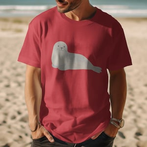Smiling Seal T-Shirt, Cute Watercolor Ocean Animal Tee, Marine Life Gift Idea, Coastal Sea Design, Sizes for Adults Youth Babies