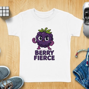 Berry Fierce T-Shirt, Cute Fruit Tee, Funny Kids Shirt, Toddler T-Shirt, Blackberry Cartoon Shirt, Playful Design, Gift Idea