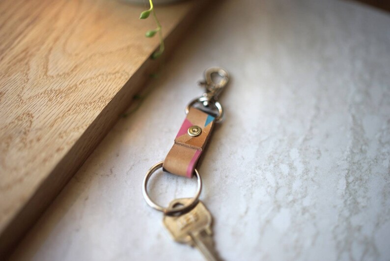 Leather Key Fob/Keychain with Swivel Clip MultiColored Etsy