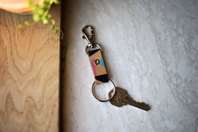 Leather Key Fob/Keychain with Swivel Clip MultiColored Etsy