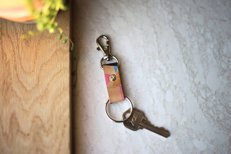 Leather Key Fob/Keychain with Swivel Clip MultiColored Etsy