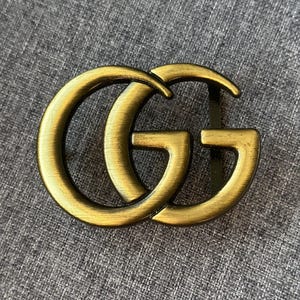 VTG Gucci GG Monogram Vintage Bronze Golden with Dark Reversible Belt Buckle 4cm 1.5&quot;